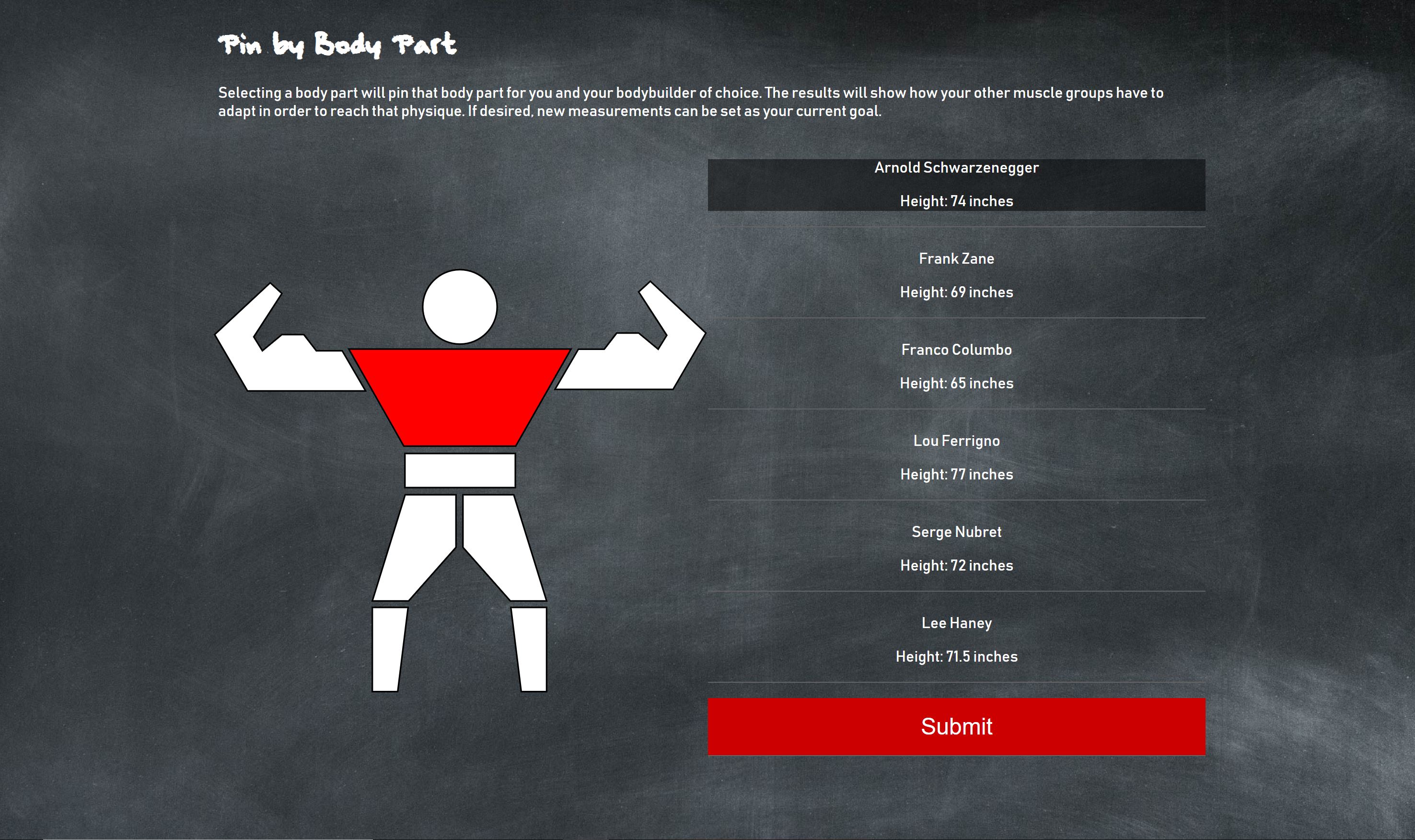 feature screenshot pinning bodypart and bodybuilder